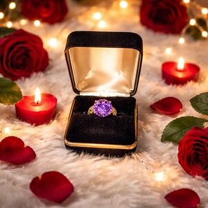 925 Sterling Silver With Amethyst Color Stone